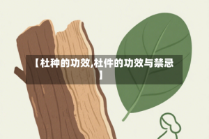 【杜种的功效,杜件的功效与禁忌】