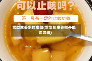 雪梨生姜水的功效(雪梨加生姜煮开能治咳嗽)