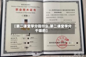 【第二课堂学分指什么,第二课堂学分干嘛的】