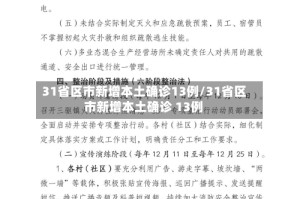 31省区市新增本土确诊13例/31省区市新增本土确诊 13例