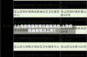 【上海疫情最新情况最新消息,上海疫情最新情况公布】