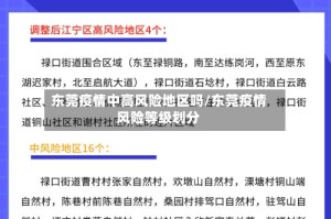 东莞疫情中高风险地区吗/东莞疫情风险等级划分